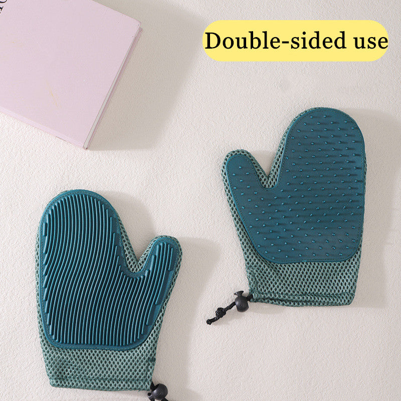 Silicone Pet Grooming Gloves - Massage & Hair Removal