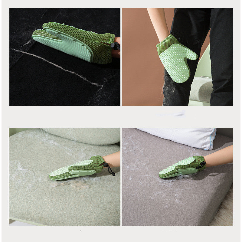 Silicone Pet Grooming Gloves - Massage & Hair Removal